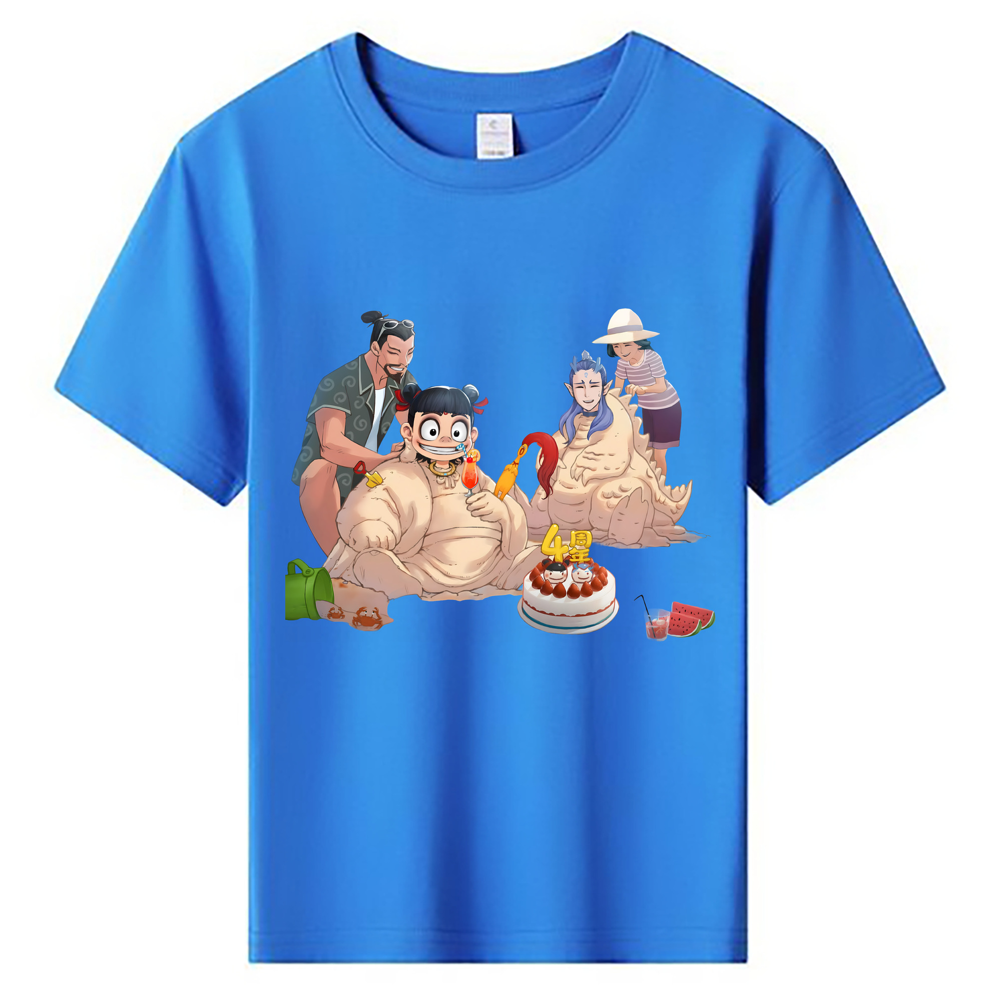 （画像用） Ne Zha 2 ナタ 魔童の大暴れ 綿100％キッズTシャツ（フロントプリント）